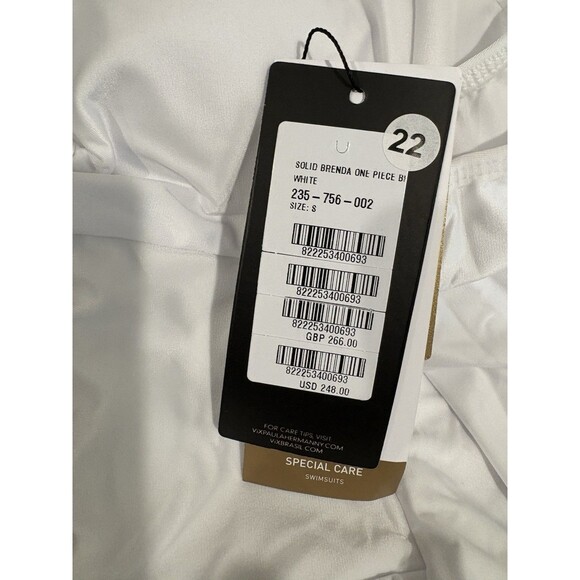 VIX Paula Hermanny womens Solid Brenda One Piece Swimsuit size Small White $248 - Picture 8 of 9